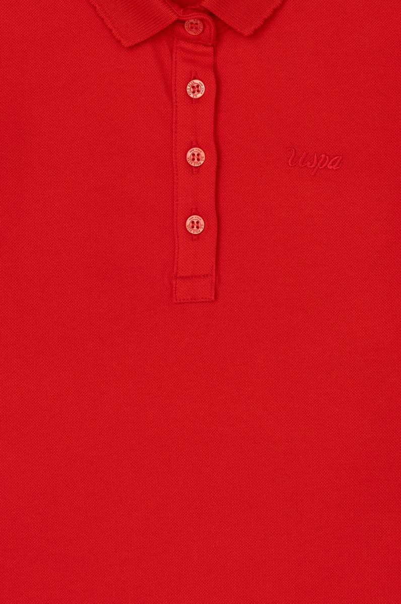 Kız Çocuk Kırmızı Melanj Polo Yaka Basic Tişört