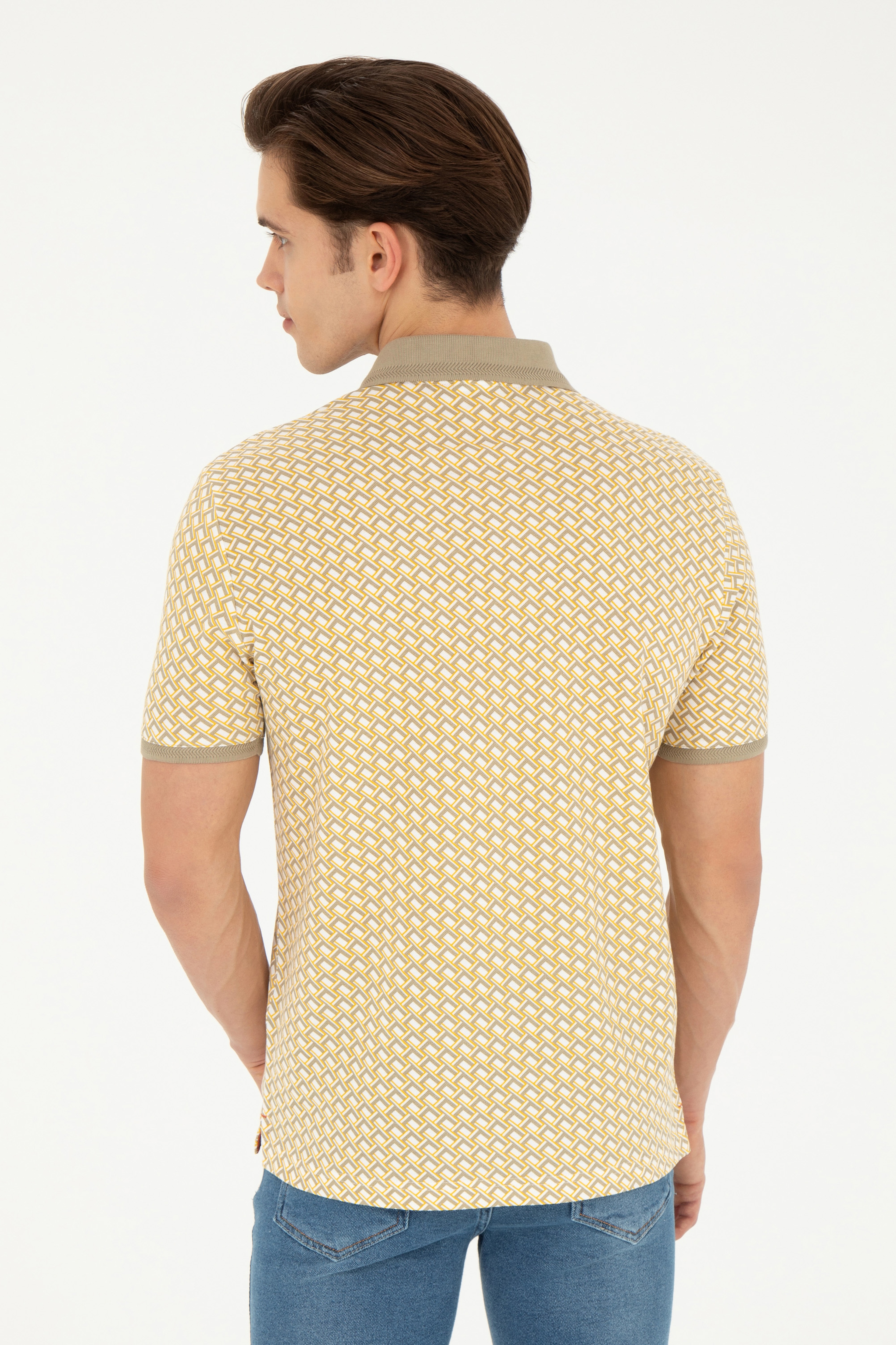 Erkek Regular Fit Polo Yaka Açık Haki Tişört - Image 5