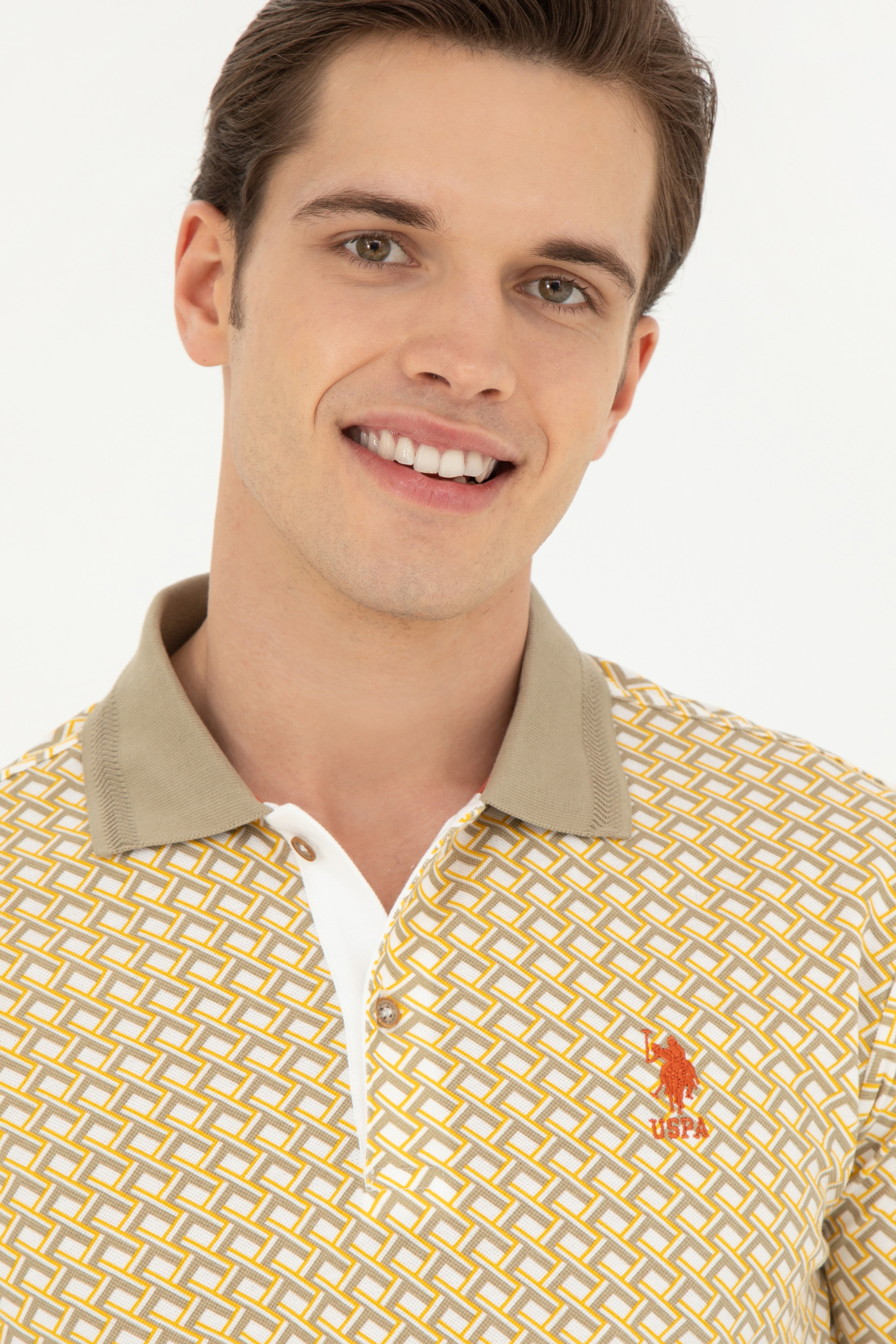 Erkek Regular Fit Polo Yaka Açık Haki Tişört - Image 2