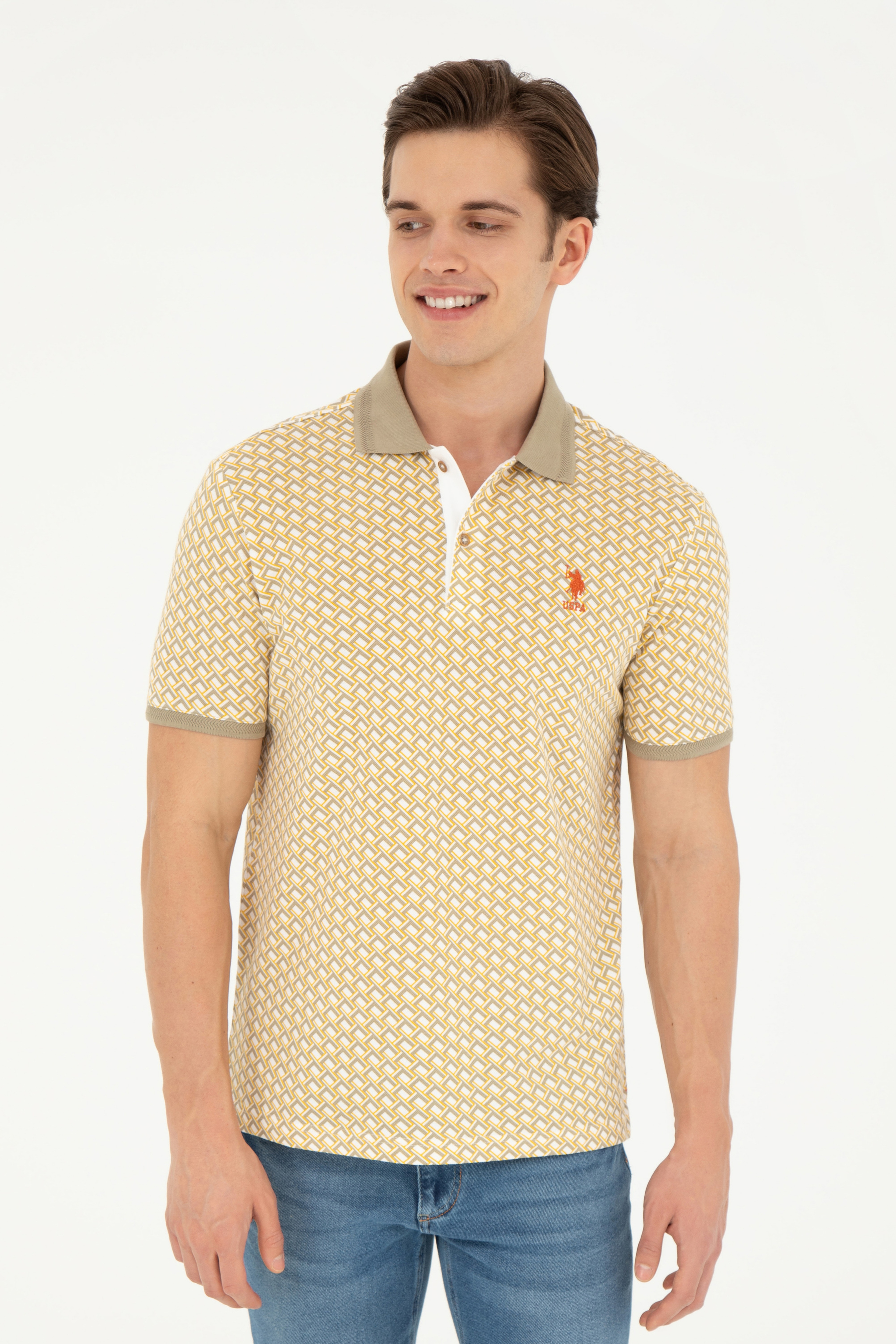 Erkek Regular Fit Polo Yaka Açık Haki Tişört