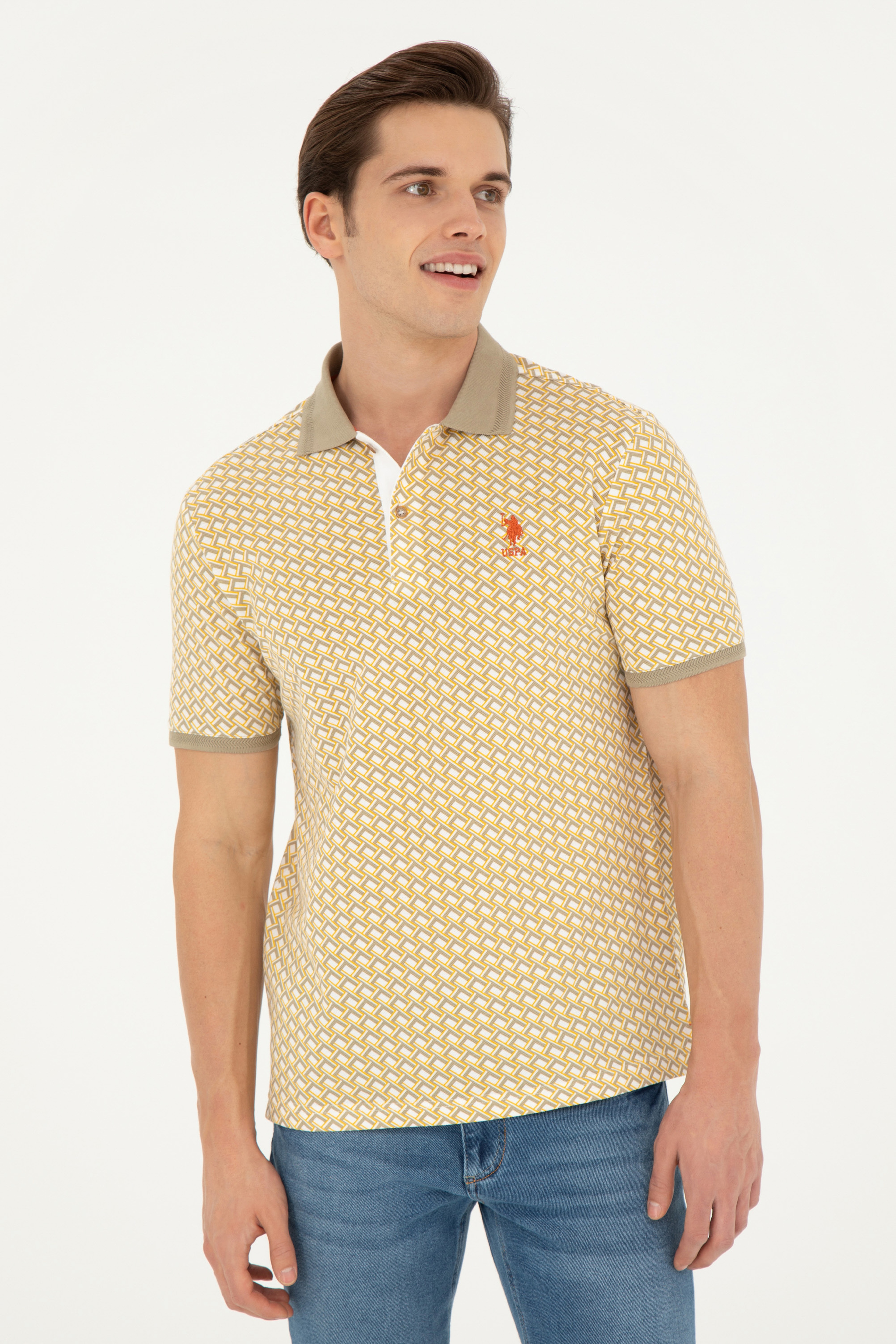 Erkek Regular Fit Polo Yaka Açık Haki Tişört - Image 1