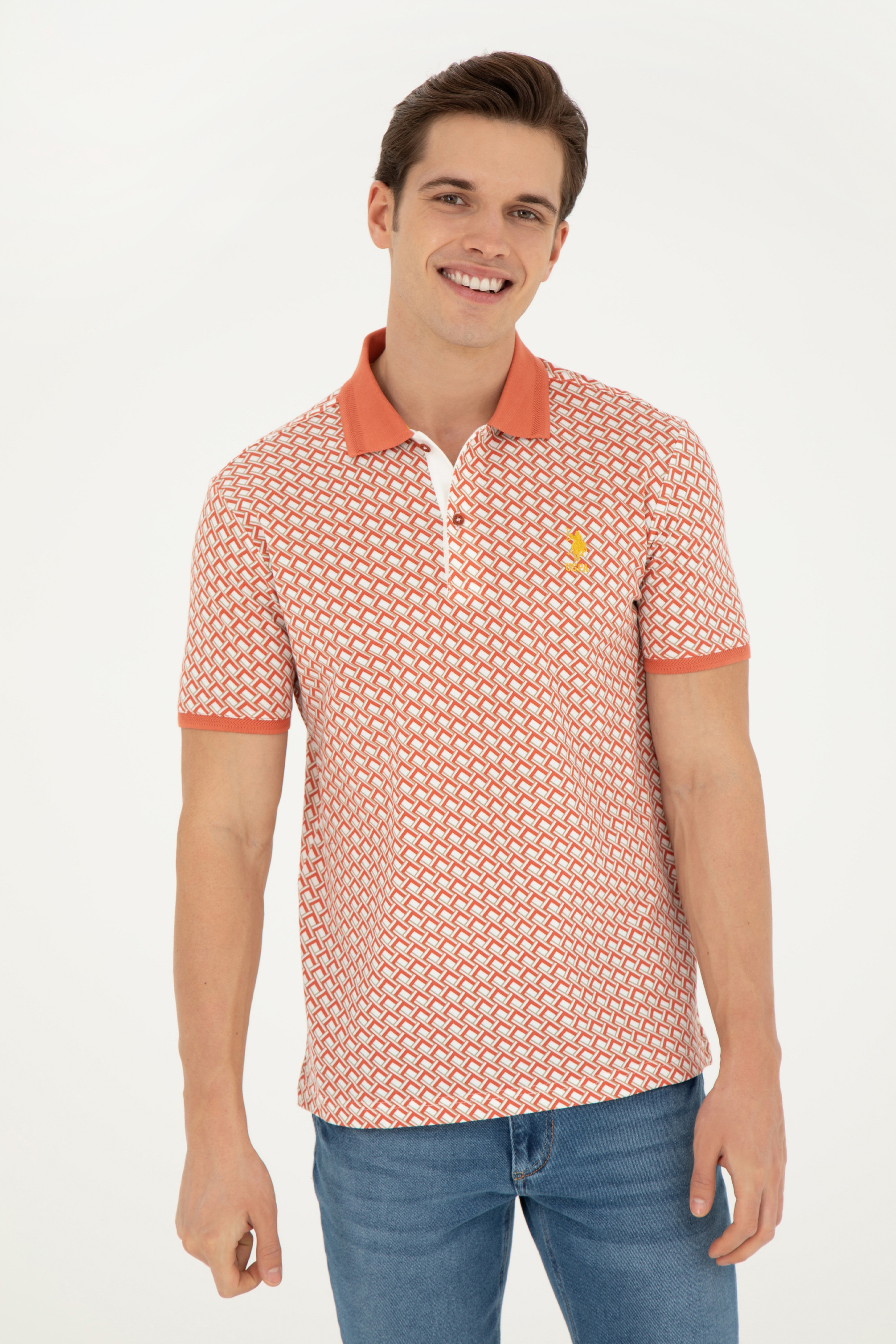 Erkek Regular Fit Polo Yaka Pudra Tişört