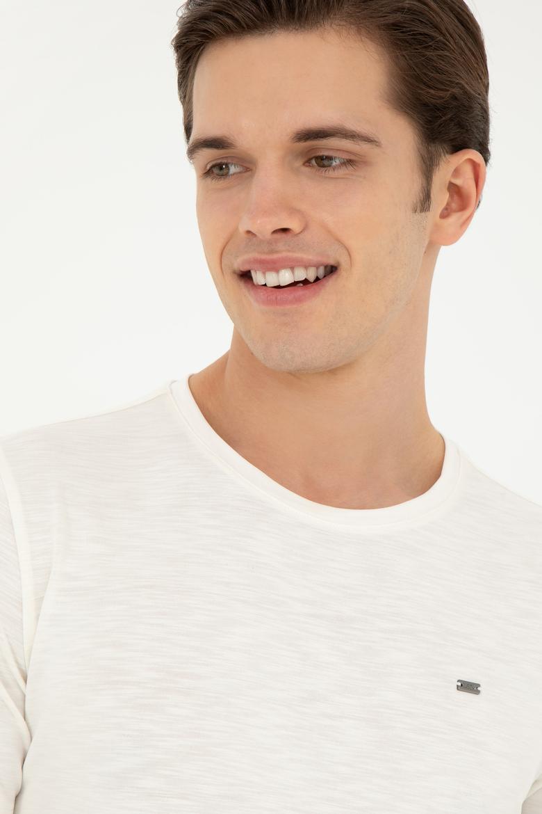 Erkek Ekru Basic Tişört - 50285294039