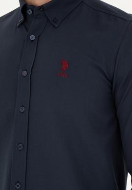 Erkek Lacivert Uzun Kollu Basic Gömlek - 50253873033