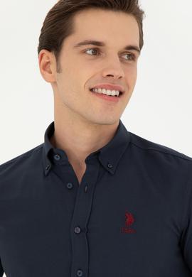 Erkek Lacivert Uzun Kollu Basic Gömlek - 50253873033