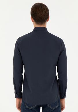 Erkek Lacivert Uzun Kollu Basic Gömlek - 50253873033