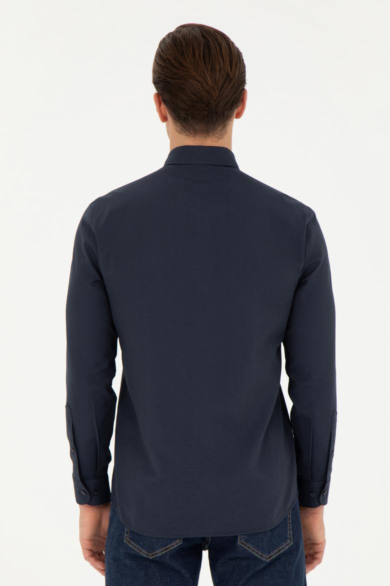 Erkek Lacivert Uzun Kollu Basic Gömlek - 50253873033