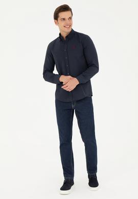 Erkek Lacivert Uzun Kollu Basic Gömlek - 50253873033