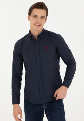 Erkek Lacivert Uzun Kollu Basic Gömlek - 50253873033