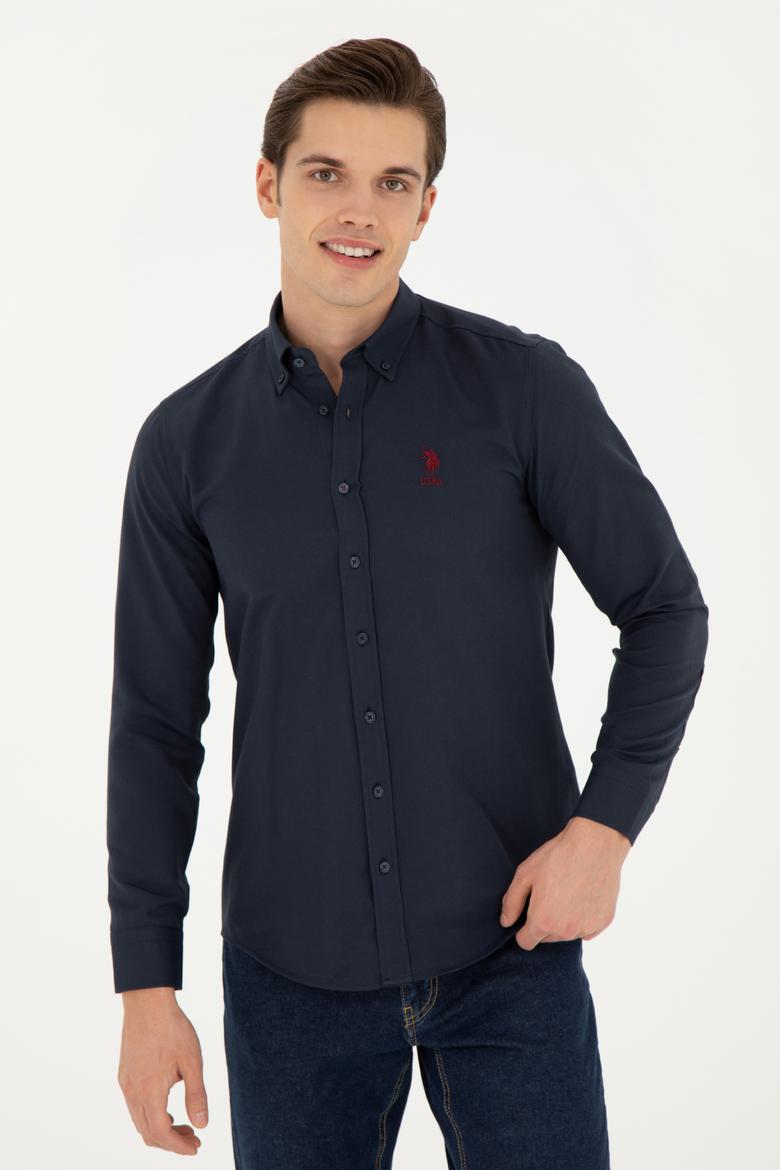 Erkek Lacivert Uzun Kollu Basic Gömlek - 50253873033