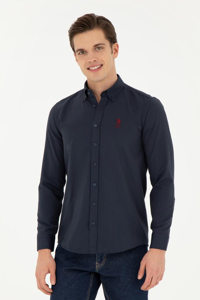 Erkek Lacivert Uzun Kollu Basic Gömlek