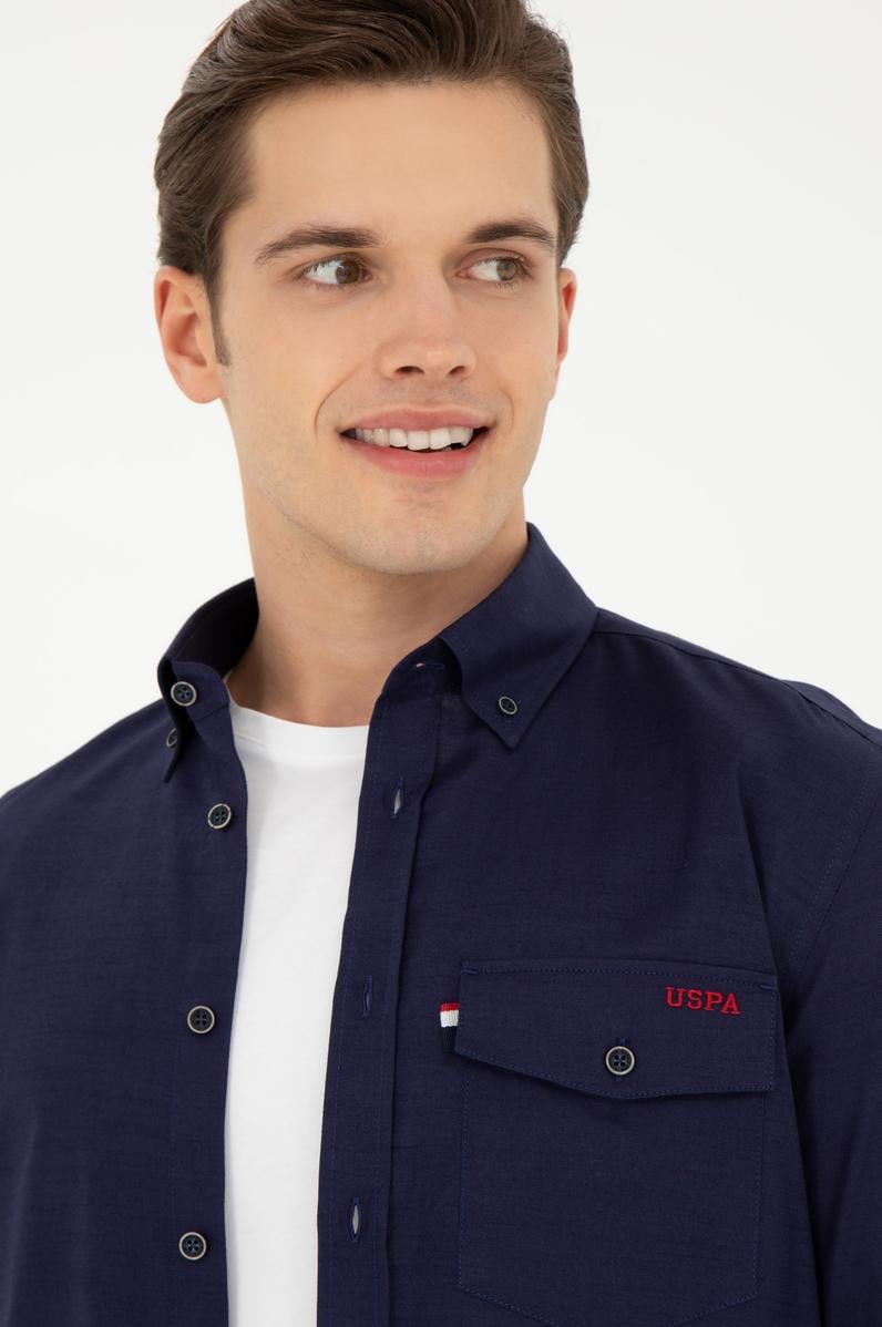 Erkek Lacivert Uzun Kollu Gömlek