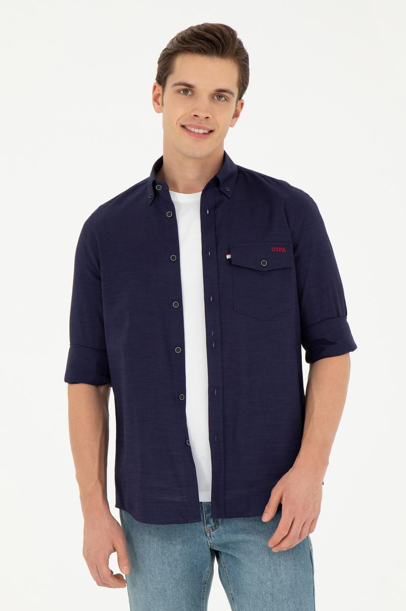 Erkek Lacivert Uzun Kollu Gömlek