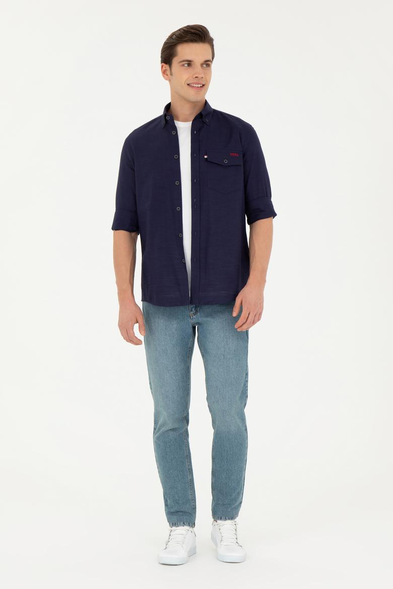 Erkek Lacivert Uzun Kollu Gömlek - 50283364001