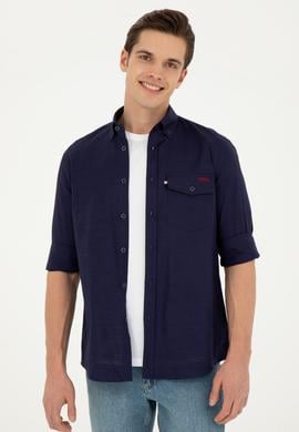 Erkek Lacivert Uzun Kollu Gömlek - 50283364001