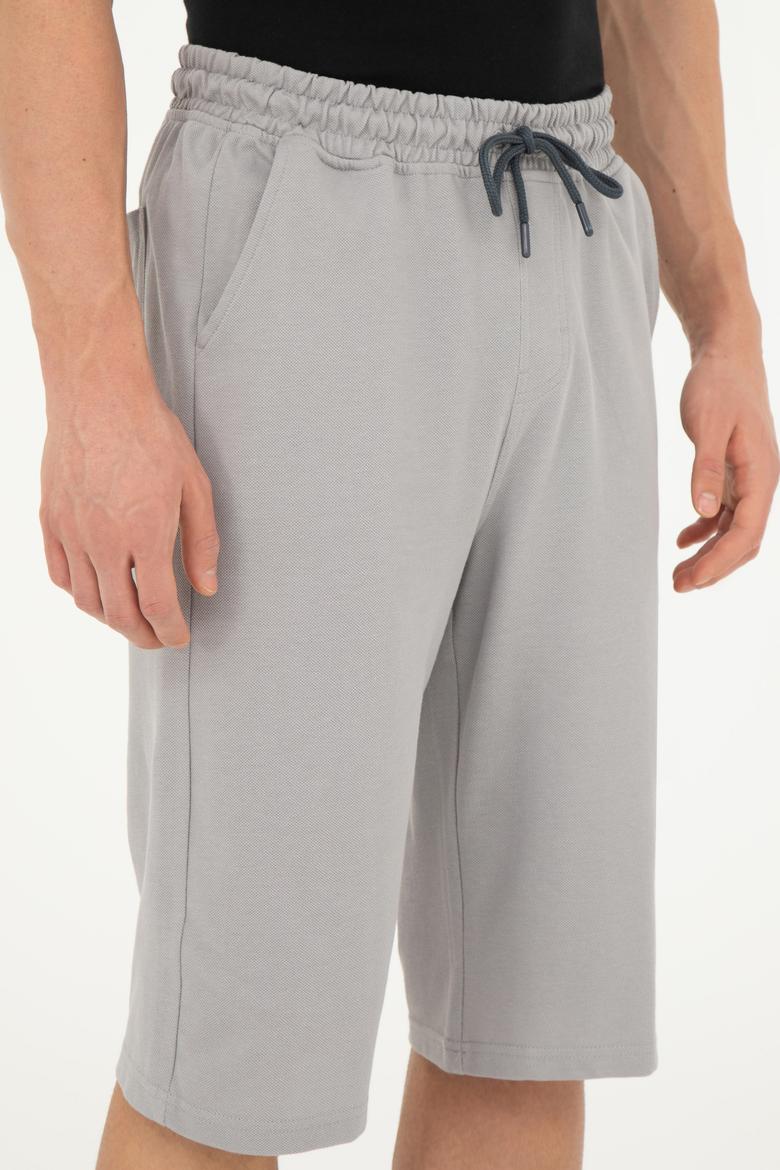 Erkek Koyu Gri Örme Şort - 50279619089