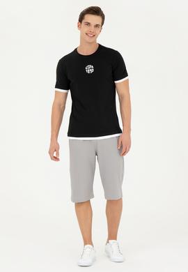 Erkek Koyu Gri Örme Şort - 50279619089