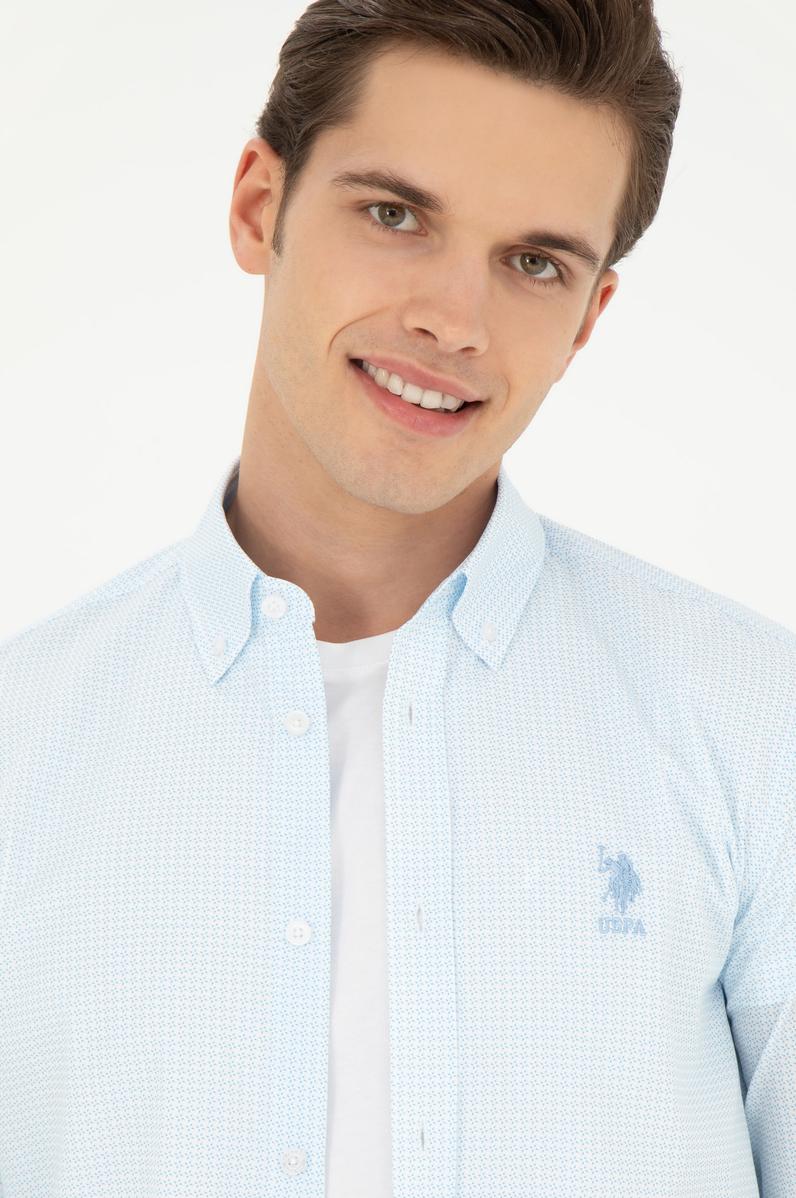 Erkek Saks Uzun Kollu Gömlek