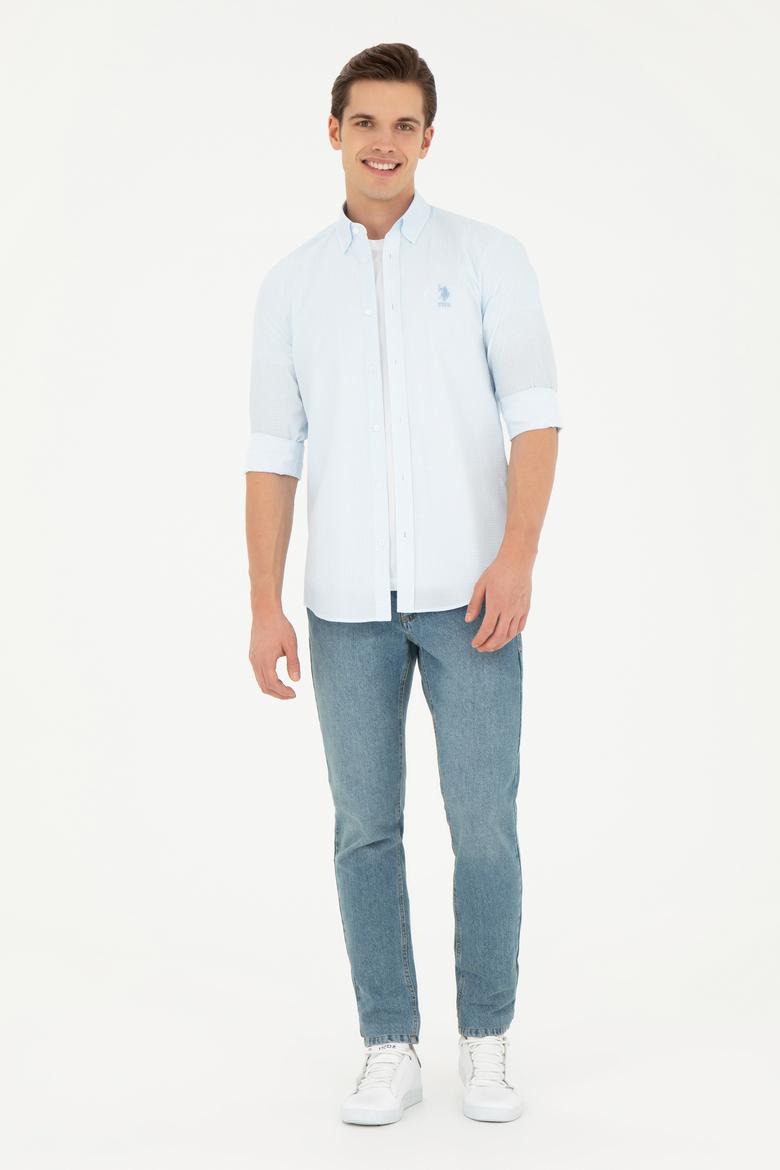 Erkek Saks Uzun Kollu Gömlek - 50284894006