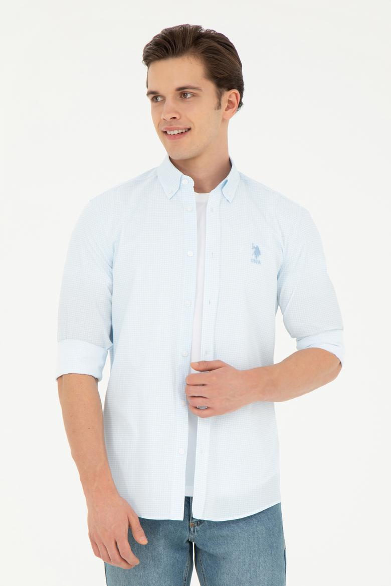 Erkek Saks Uzun Kollu Gömlek