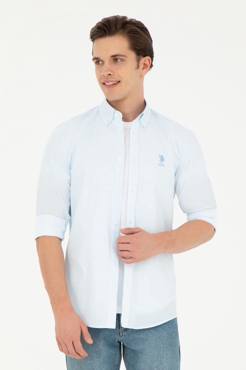 Erkek Saks Uzun Kollu Gömlek