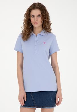 Kadın Mavi Basic Polo Yaka Tişört - 50262675190