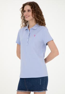 Kadın Mavi Basic Polo Yaka Tişört - 50262675190