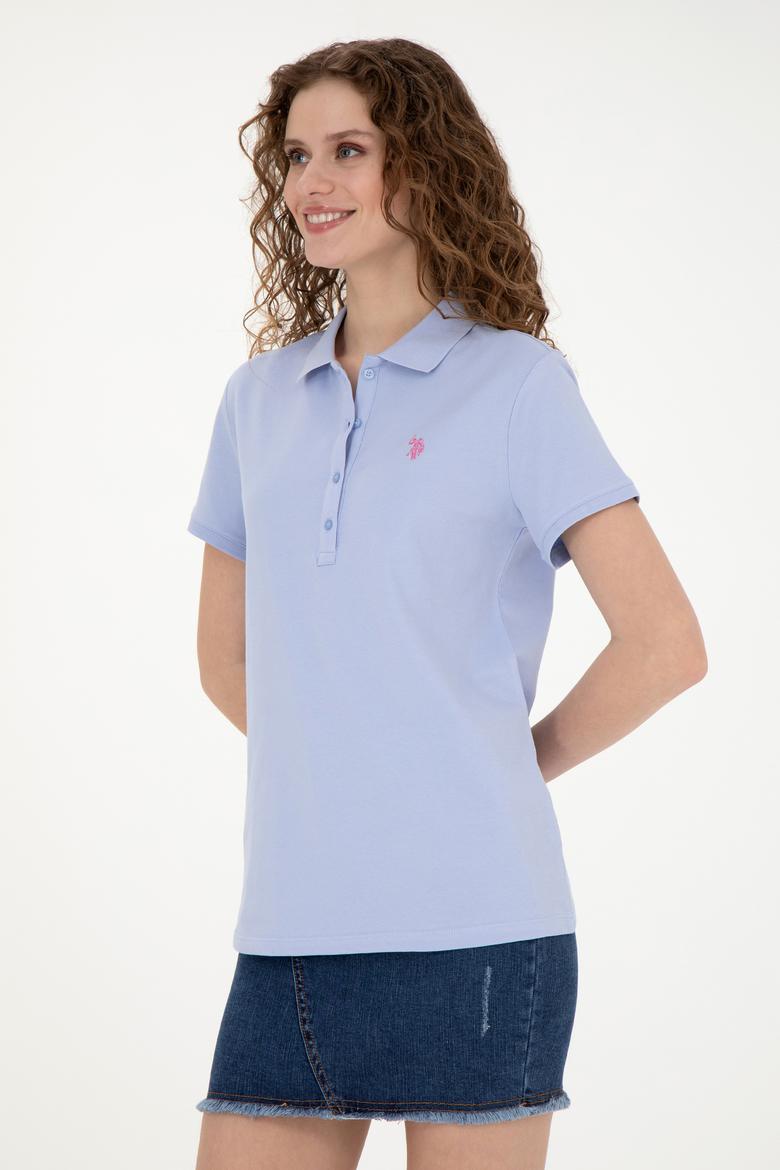 Kadın Mavi Basic Polo Yaka Tişört
