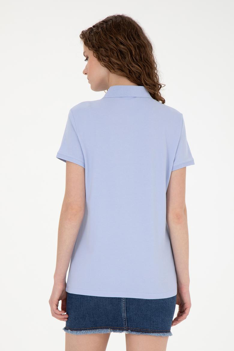 Kadın Mavi Basic Polo Yaka Tişört - 50262675190
