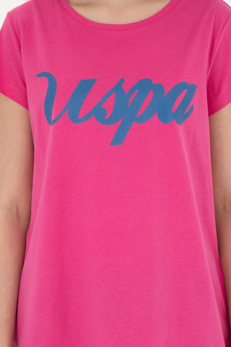 Kadın Fuşya Bisiklet Yaka Tişört - 50265676039