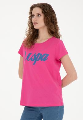 Kadın Fuşya Bisiklet Yaka Tişört - 50265676039