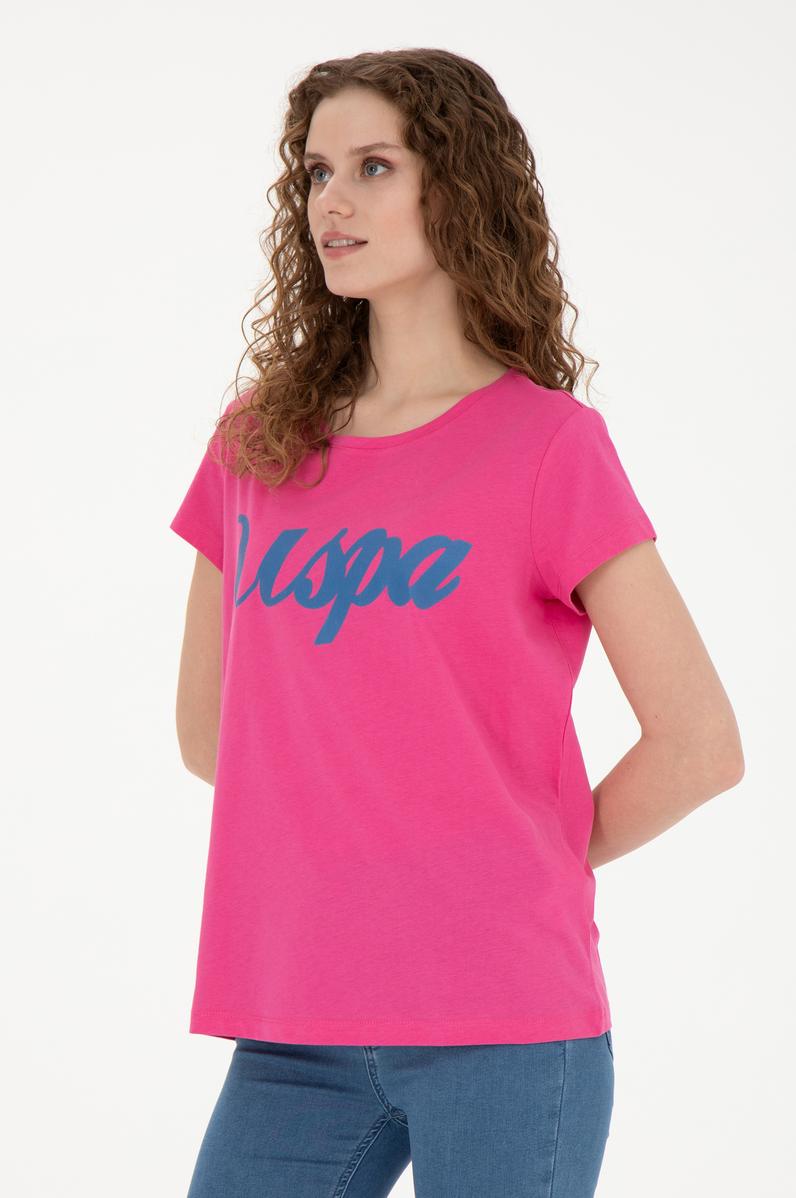 Kadın Fuşya Bisiklet Yaka Tişört