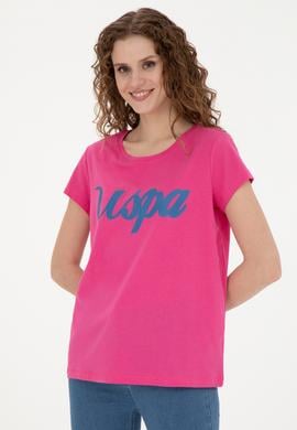 Kadın Fuşya Bisiklet Yaka Tişört - 50265676039