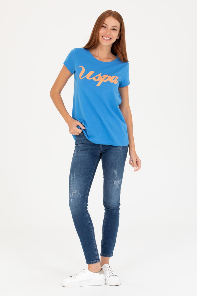 Kadın Saks Bisiklet Yaka Tişört - 50265676044