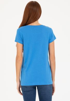 Kadın Saks Bisiklet Yaka Tişört - 50265676044