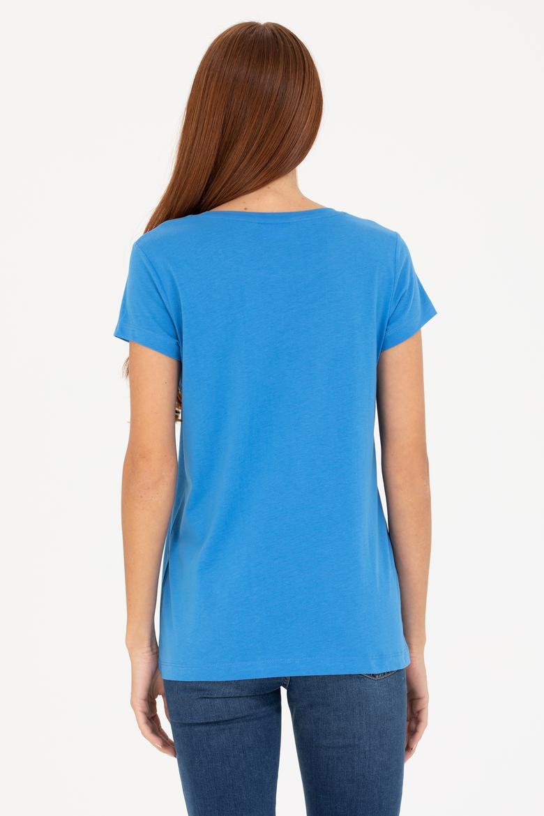 Kadın Saks Bisiklet Yaka Tişört - 50265676044