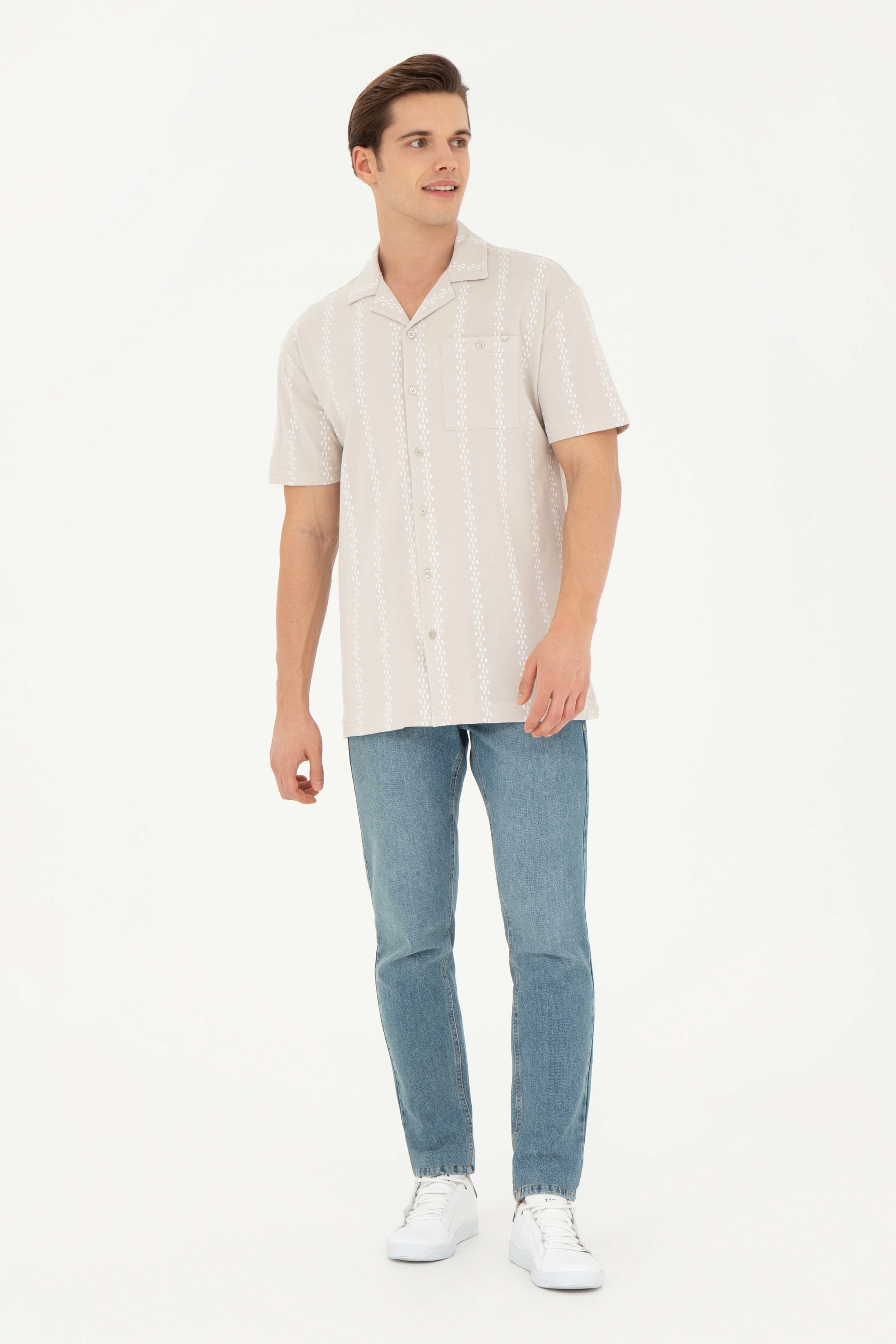 Erkek Taş Comfort Polo Yaka Tişört - Image 4