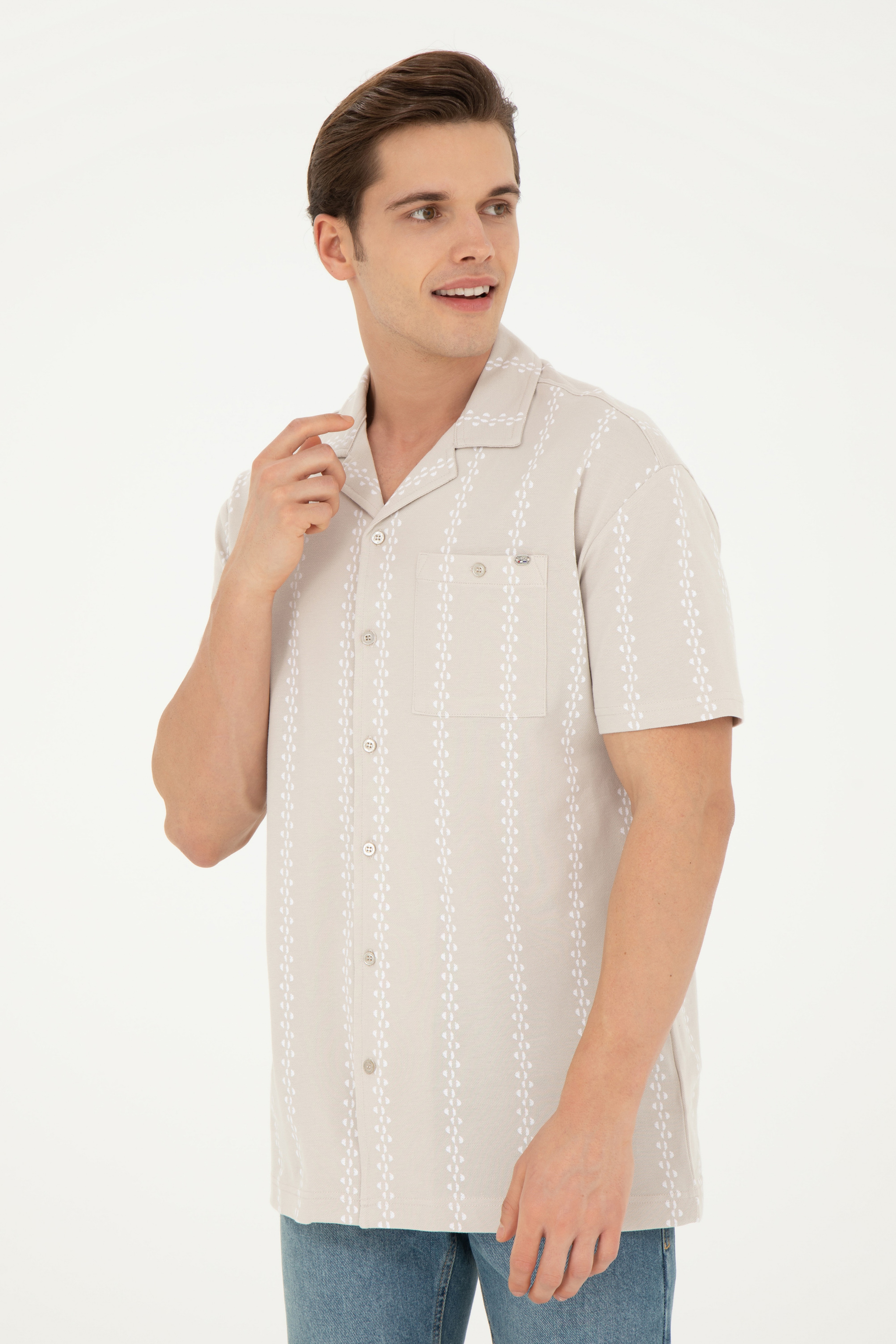Erkek Taş Comfort Polo Yaka Tişört - Image 3