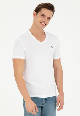 Erkek Beyaz Basic V Yaka Tişört - 50262975013