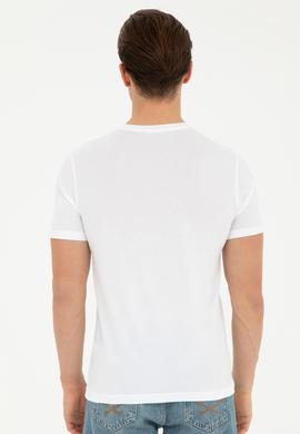 Erkek Beyaz Basic V Yaka Tişört - 50262975013