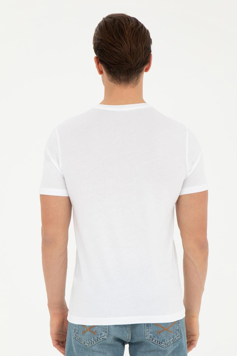 Erkek Beyaz Basic V Yaka Tişört - 50262975013