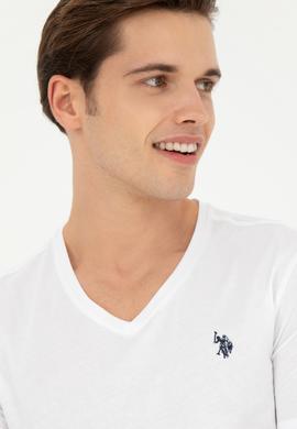 Erkek Beyaz Basic V Yaka Tişört - 50262975013