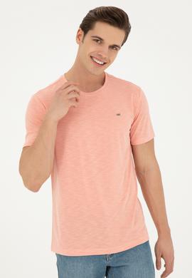 Erkek Regular Fit Bisiklet Yaka Somon Basic Tişört - 50285294061