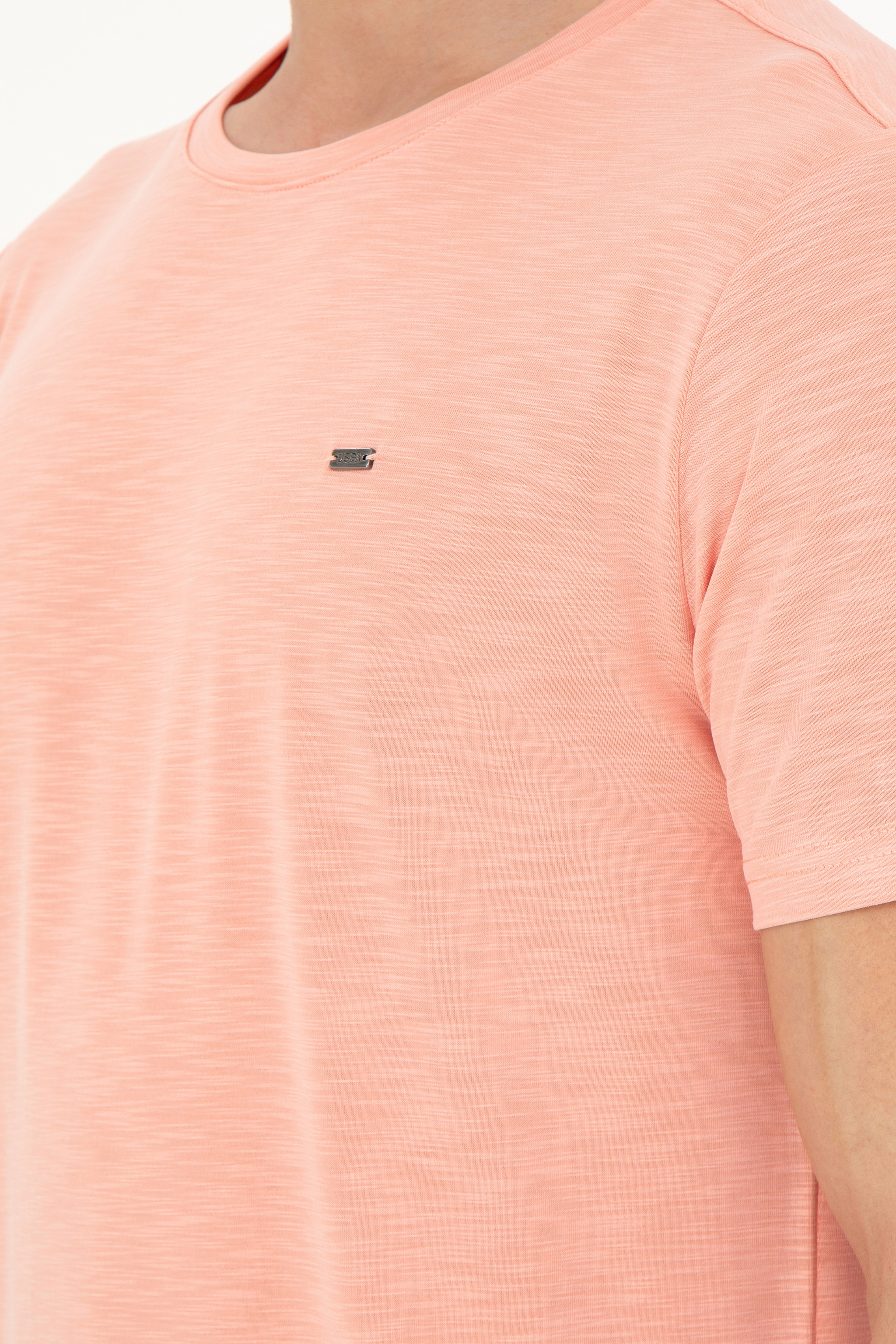 Erkek Regular Fit Bisiklet Yaka Somon Basic Tişört - Image 7