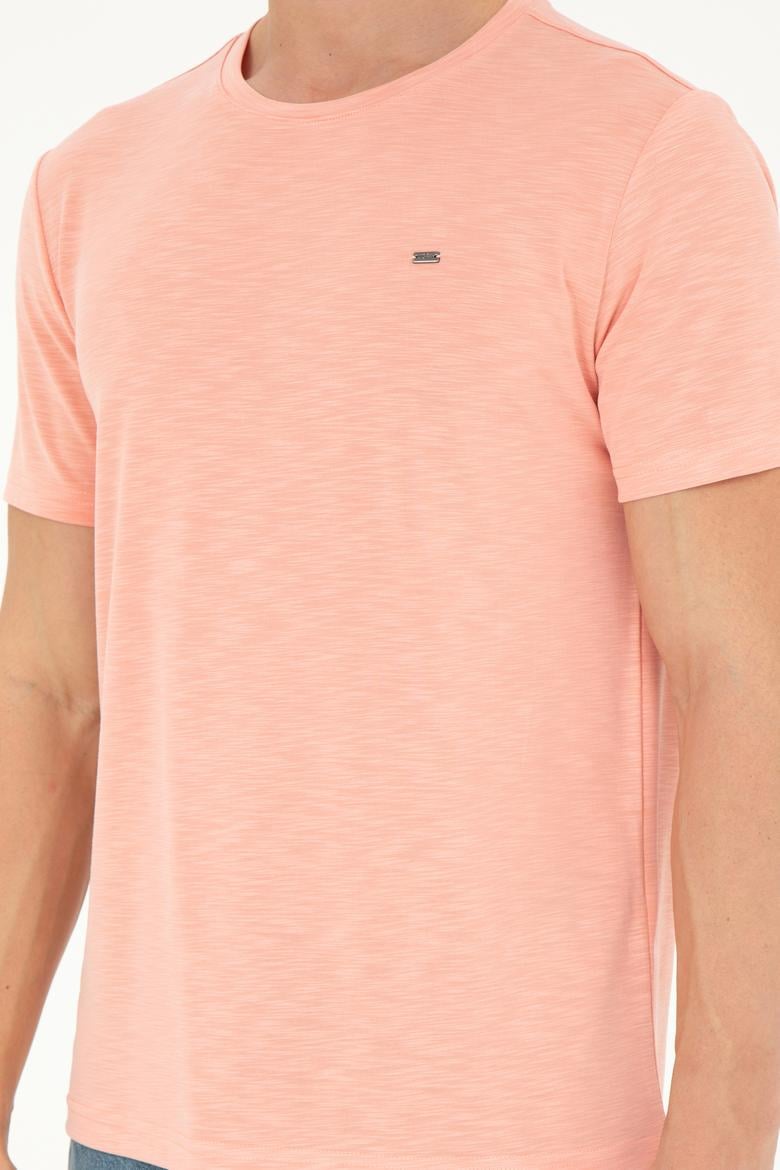 Erkek Regular Fit Bisiklet Yaka Somon Basic Tişört - 50285294061