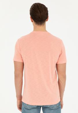 Erkek Regular Fit Bisiklet Yaka Somon Basic Tişört - 50285294061