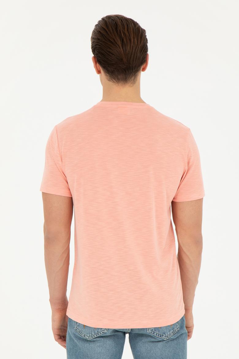 Erkek Regular Fit Bisiklet Yaka Somon Basic Tişört - 50285294061