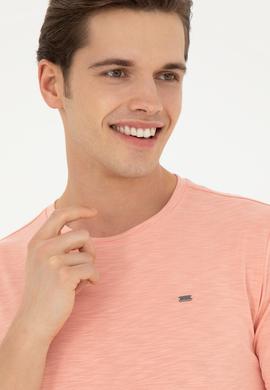 Erkek Regular Fit Bisiklet Yaka Somon Basic Tişört - 50285294061