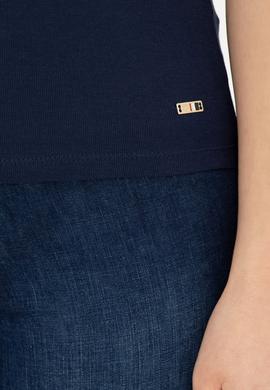 Kadın Lacivert Bisiklet Yaka Kolsuz Tişört - 50285852025