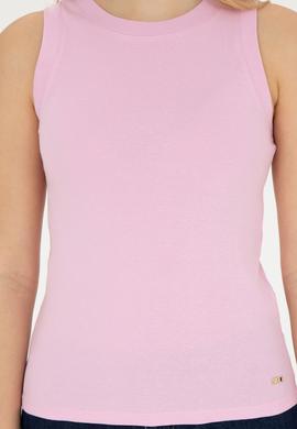 Kadın Pembe Bisiklet Yaka Kolsuz Tişört - 50285852033